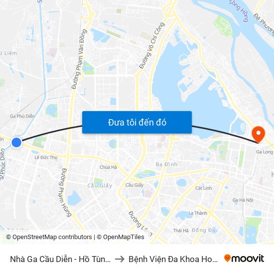 Nhà Ga Cầu Diễn - Hồ Tùng Mậu to Bệnh Viện Đa Khoa Hoè Nhai map