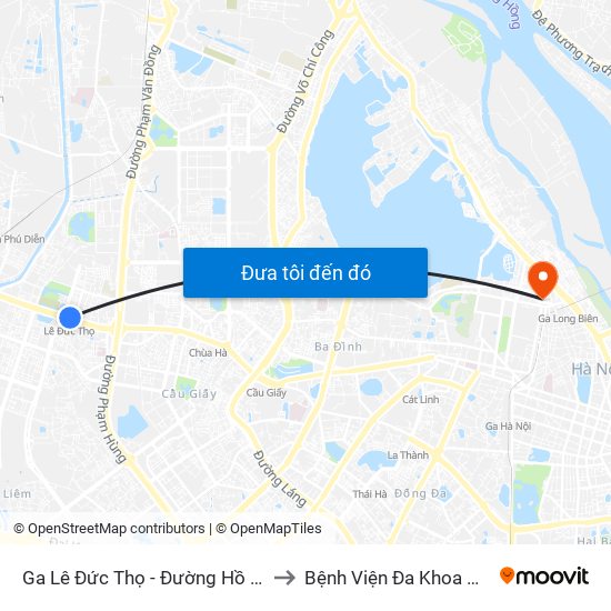 Ga Lê Đức Thọ - Đường Hồ Tùng Mậu to Bệnh Viện Đa Khoa Hoè Nhai map