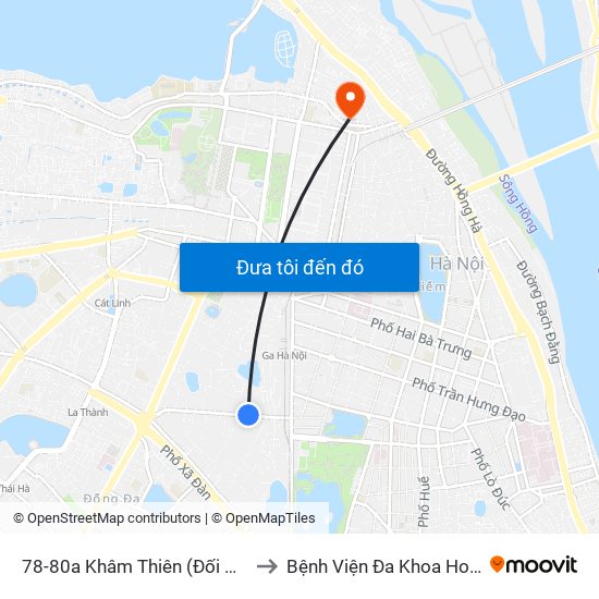 78-80a Khâm Thiên (Đối Diện 71) to Bệnh Viện Đa Khoa Hoè Nhai map