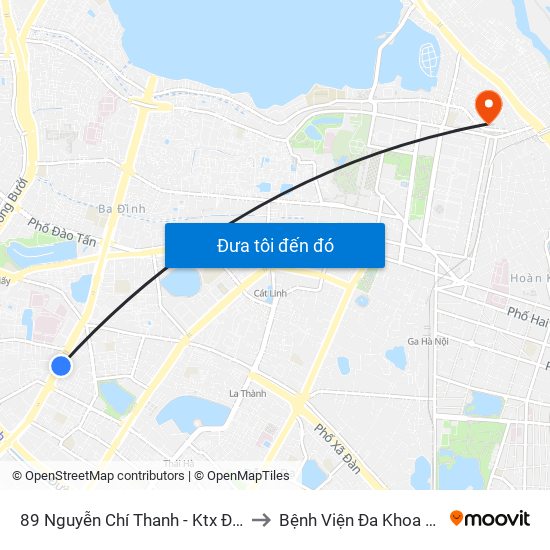 89 Nguyễn Chí Thanh - Ktx Đại Học Luật to Bệnh Viện Đa Khoa Hoè Nhai map