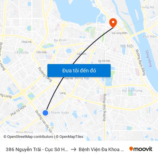 386 Nguyễn Trãi - Cục Sở Hữu Trí Tuệ to Bệnh Viện Đa Khoa Hoè Nhai map