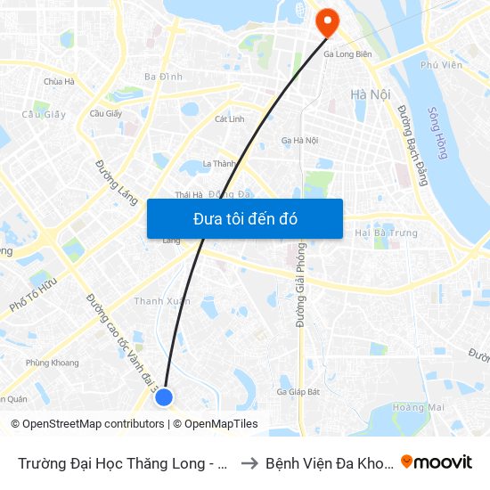 Trường Đại Học Thăng Long - Nghiêm Xuân Yêm to Bệnh Viện Đa Khoa Hoè Nhai map