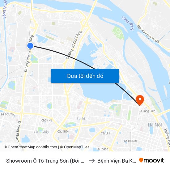 Showroom Ô Tô Trung Sơn (Đối Diện 315 Phạm Văn Đồng) to Bệnh Viện Đa Khoa Hoè Nhai map