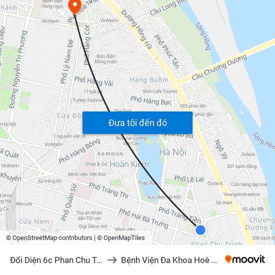 Đối Diện 6c Phan Chu Trinh to Bệnh Viện Đa Khoa Hoè Nhai map