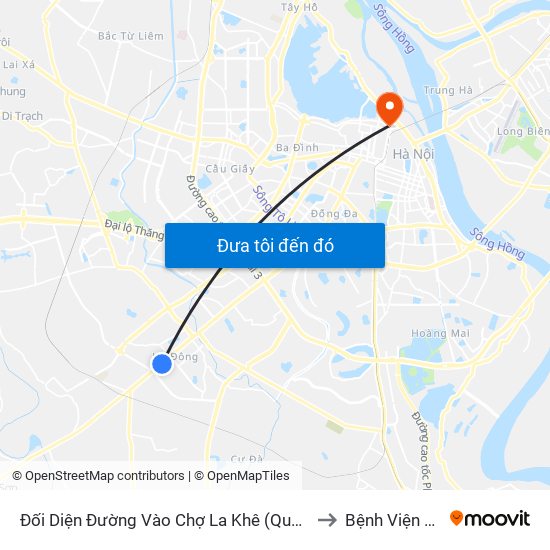 Đối Diện Đường Vào Chợ La Khê (Qua Ga Metro La Khê) - 405 Quang Trung (Hà Đông) to Bệnh Viện Đa Khoa Hoè Nhai map