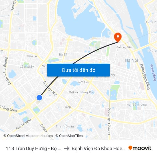 113 Trần Duy Hưng - Bộ Khcn to Bệnh Viện Đa Khoa Hoè Nhai map