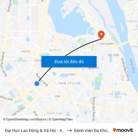 Đại Học Lao Động & Xã Hội - 43 Trần Duy Hưng to Bệnh Viện Đa Khoa Hoè Nhai map