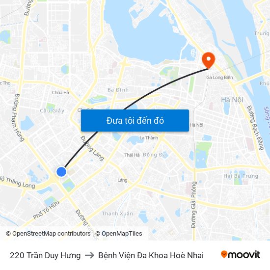 220 Trần Duy Hưng to Bệnh Viện Đa Khoa Hoè Nhai map