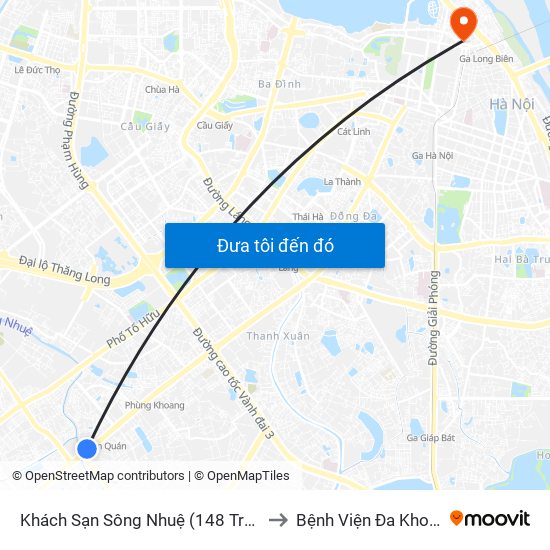 Khách Sạn Sông Nhuệ (148 Trần Phú- Hà Đông) to Bệnh Viện Đa Khoa Hoè Nhai map