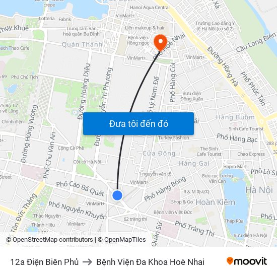 12a Điện Biên Phủ to Bệnh Viện Đa Khoa Hoè Nhai map