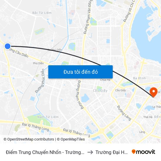 Điểm Trung Chuyển Nhổn - Trường Đại Học Công Nghiệp Hà Nội - Đường 32 to Trường Đại Học Văn Hoá Hà Nội map