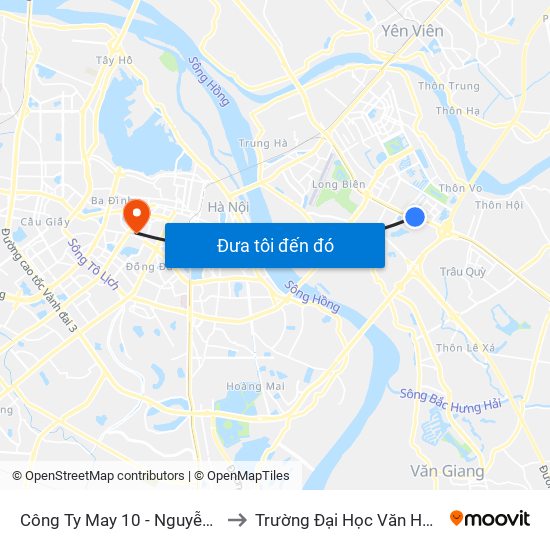 Công Ty May 10 - Nguyễn Văn Linh to Trường Đại Học Văn Hoá Hà Nội map
