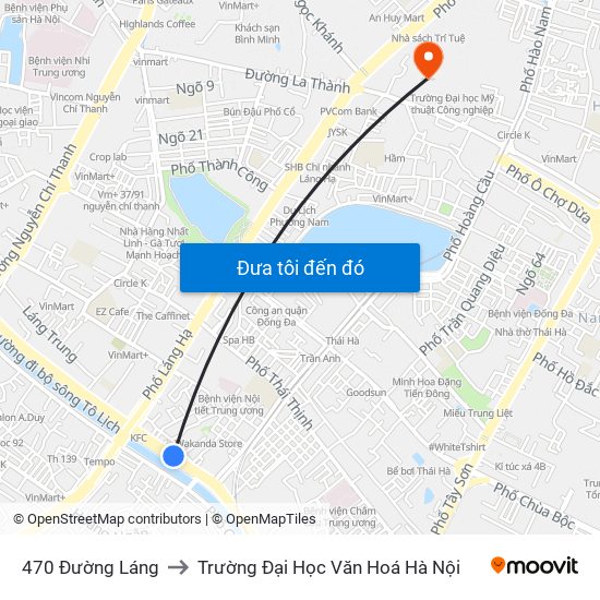 470 Đường Láng to Trường Đại Học Văn Hoá Hà Nội map