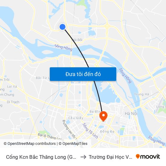 Cổng Kcn Bắc Thăng Long (Gần Cầu Vượt Bộ Hành) to Trường Đại Học Văn Hoá Hà Nội map