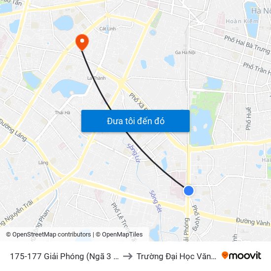 175-177 Giải Phóng (Ngã 3 Lê Thanh Nghị) to Trường Đại Học Văn Hoá Hà Nội map