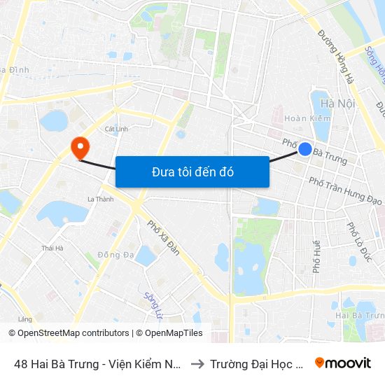 48 Hai Bà Trưng - Viện Kiểm Nghiệm Thuốc Trung Ương to Trường Đại Học Văn Hoá Hà Nội map