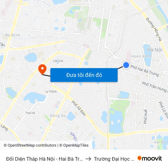 Đối Diện Tháp Hà Nội - Hai Bà Trưng (Cạnh 56 Hai Bà Trưng) to Trường Đại Học Văn Hoá Hà Nội map