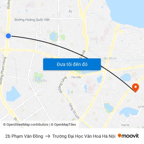 2b Phạm Văn Đồng to Trường Đại Học Văn Hoá Hà Nội map