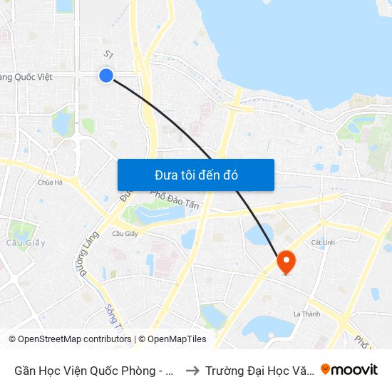 Gần Học Viện Quốc Phòng - 91 Hoàng Quốc Việt to Trường Đại Học Văn Hoá Hà Nội map