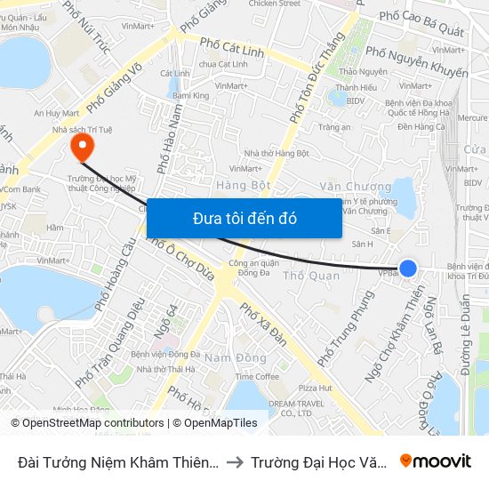 Đài Tưởng Niệm Khâm Thiên - 45 Khâm Thiên to Trường Đại Học Văn Hoá Hà Nội map