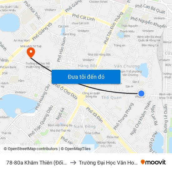 78-80a Khâm Thiên (Đối Diện 71) to Trường Đại Học Văn Hoá Hà Nội map