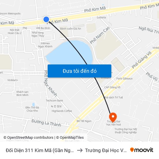 Đối Diện 311 Kim Mã (Gần Ngã 4 Kim Mã - Vạn Bảo) to Trường Đại Học Văn Hoá Hà Nội map