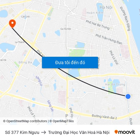 Số 377 Kim Ngưu to Trường Đại Học Văn Hoá Hà Nội map