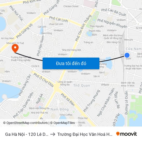 Ga Hà Nội - 120 Lê Duẩn to Trường Đại Học Văn Hoá Hà Nội map