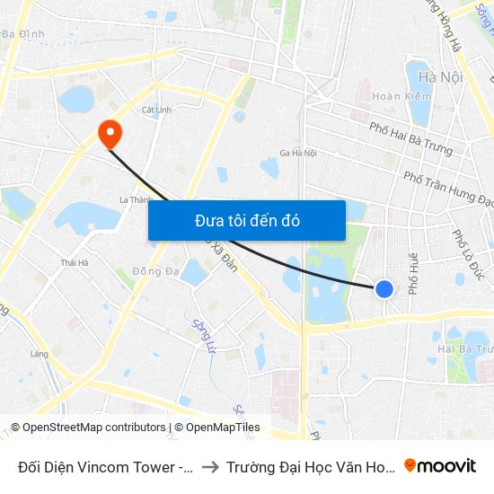 Đối Diện Vincom Tower - Bà Triệu to Trường Đại Học Văn Hoá Hà Nội map