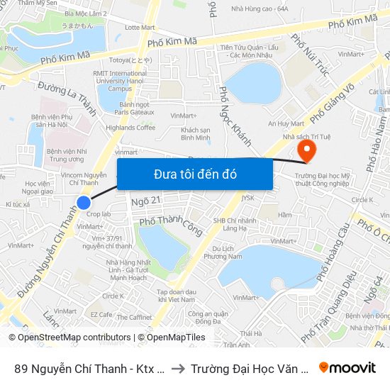 89 Nguyễn Chí Thanh - Ktx Đại Học Luật to Trường Đại Học Văn Hoá Hà Nội map