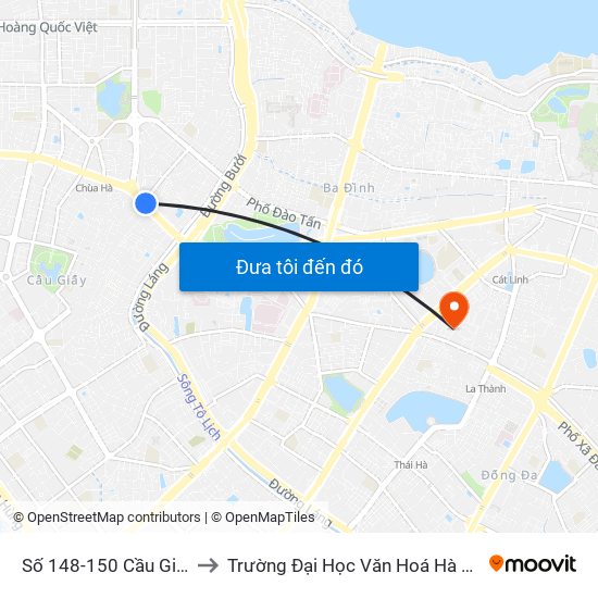 Số 148-150 Cầu Giấy to Trường Đại Học Văn Hoá Hà Nội map