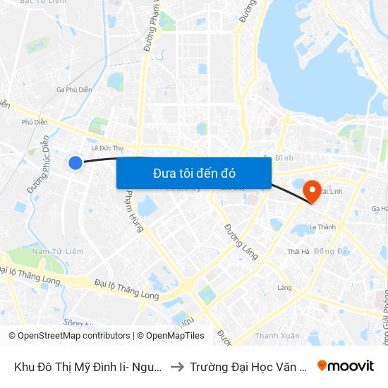 Khu Đô Thị Mỹ Đình Ii- Nguyễn Cơ Thạch to Trường Đại Học Văn Hoá Hà Nội map