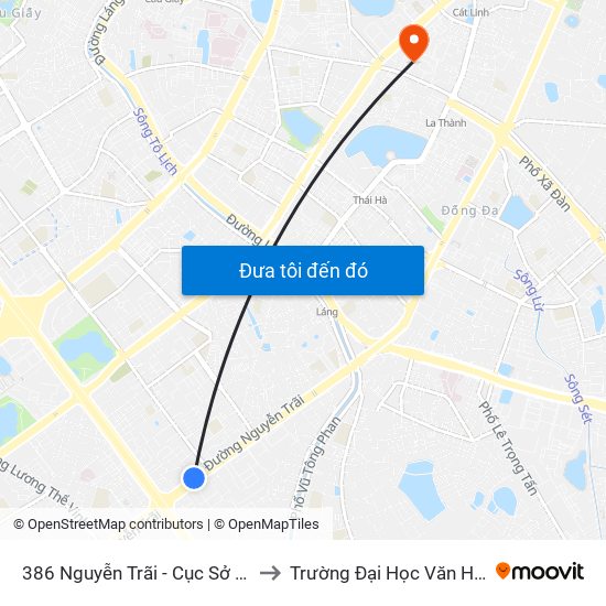 386 Nguyễn Trãi - Cục Sở Hữu Trí Tuệ to Trường Đại Học Văn Hoá Hà Nội map
