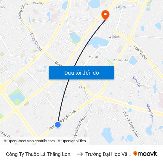 Công Ty Thuốc Lá Thăng Long - 235 Nguyễn Trãi to Trường Đại Học Văn Hoá Hà Nội map