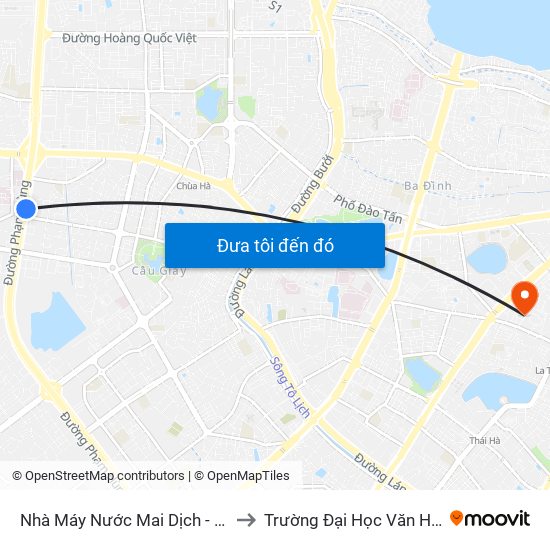 Nhà Máy Nước Mai Dịch - Phạm Hùng to Trường Đại Học Văn Hoá Hà Nội map