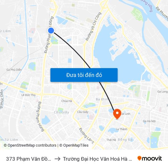 373 Phạm Văn Đồng to Trường Đại Học Văn Hoá Hà Nội map