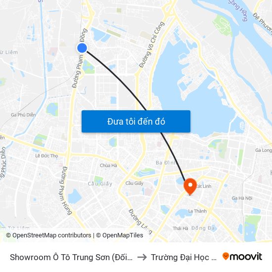 Showroom Ô Tô Trung Sơn (Đối Diện 315 Phạm Văn Đồng) to Trường Đại Học Văn Hoá Hà Nội map