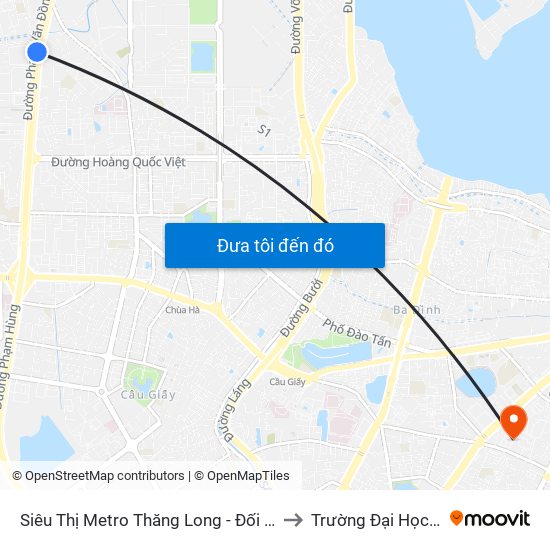 Siêu Thị Metro Thăng Long - Đối Diện Ngõ 599 Phạm Văn Đồng to Trường Đại Học Văn Hoá Hà Nội map