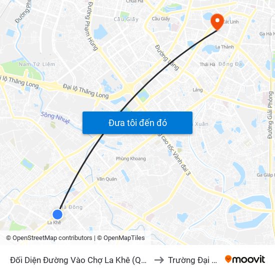 Đối Diện Đường Vào Chợ La Khê (Qua Ga Metro La Khê) - 405 Quang Trung (Hà Đông) to Trường Đại Học Văn Hoá Hà Nội map