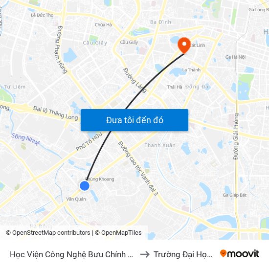 Học Viện Công Nghệ Bưu Chính Viễn Thông - Trần Phú (Hà Đông) to Trường Đại Học Văn Hoá Hà Nội map