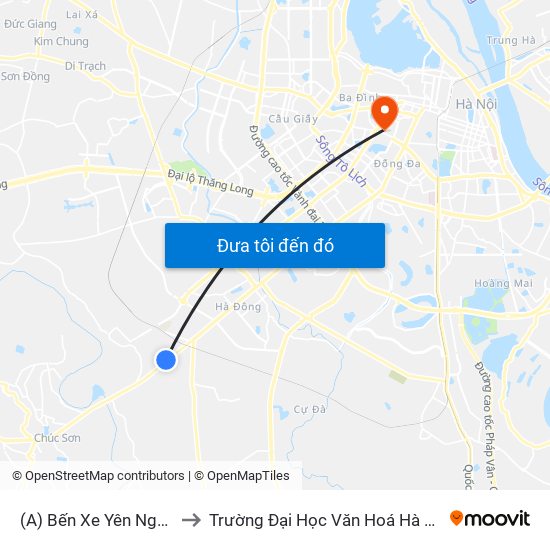 (A) Bến Xe Yên Nghĩa to Trường Đại Học Văn Hoá Hà Nội map