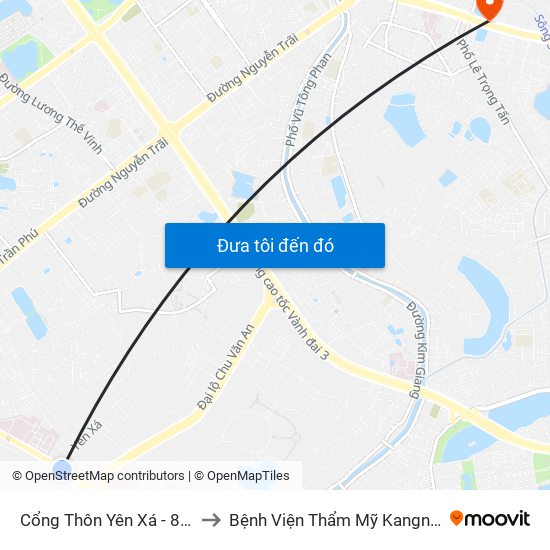 Cổng Thôn Yên Xá - 89 Cầu Bươu to Bệnh Viện Thẩm Mỹ Kangnam Hàn Quốc map