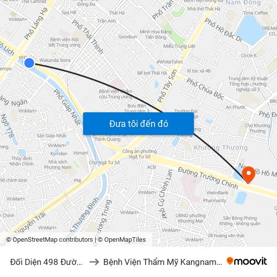 Đối Diện 498 Đường Láng to Bệnh Viện Thẩm Mỹ Kangnam Hàn Quốc map