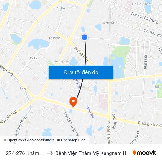 274-276 Khâm Thiên to Bệnh Viện Thẩm Mỹ Kangnam Hàn Quốc map