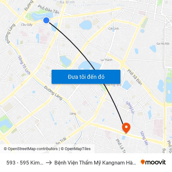 593 - 595 Kim Mã to Bệnh Viện Thẩm Mỹ Kangnam Hàn Quốc map