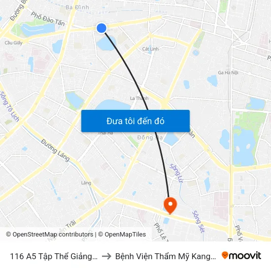 116 A5 Tập Thể Giảng Võ - Kim Mã to Bệnh Viện Thẩm Mỹ Kangnam Hàn Quốc map