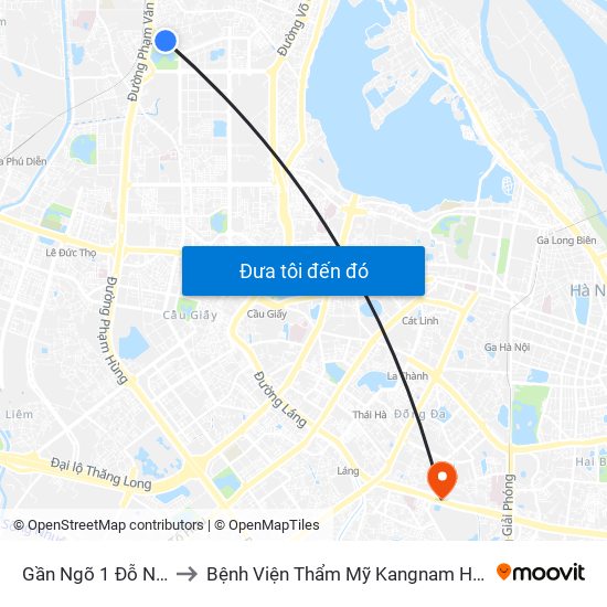 Gần Ngõ 1 Đỗ Nhuận to Bệnh Viện Thẩm Mỹ Kangnam Hàn Quốc map