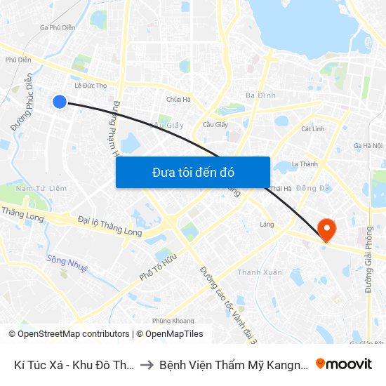 Kí Túc Xá - Khu Đô Thị Mỹ Đình II to Bệnh Viện Thẩm Mỹ Kangnam Hàn Quốc map