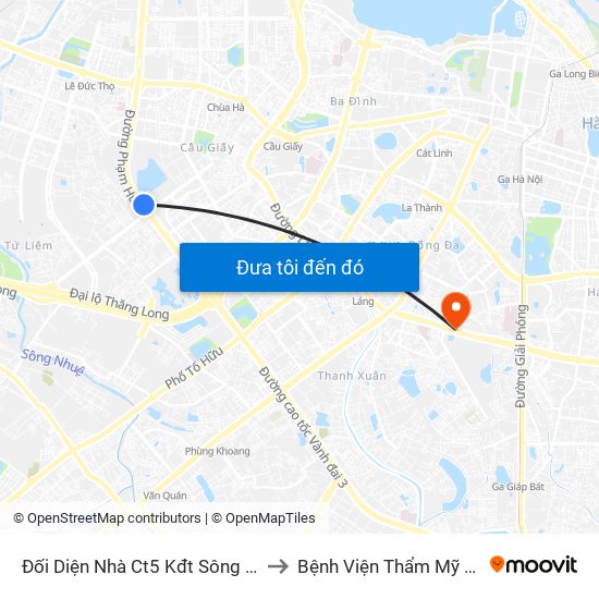 Đối Diện Nhà Ct5 Kđt Sông Đà Mỹ Đình - Phạm Hùng to Bệnh Viện Thẩm Mỹ Kangnam Hàn Quốc map