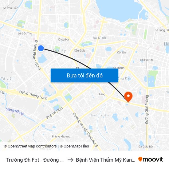 Trường Đh Fpt - Đường Tôn Thất Thuyết to Bệnh Viện Thẩm Mỹ Kangnam Hàn Quốc map